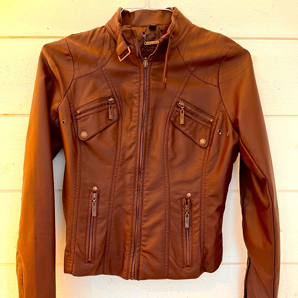 Burgundy/Brown faux leather jacket